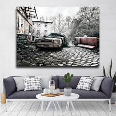 Tablou canvas masini retro ABANDONED MUSTANG