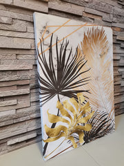 Set tablouri canvas marmura nuante de auriu si negru design interior modern decorare living dormitor shinning leaf black and gold
