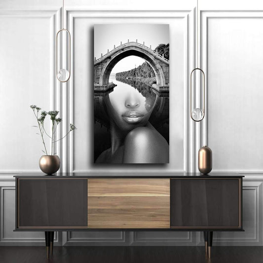 Tablou canvas dubla expunere fata pod BRIDGE WOMAN