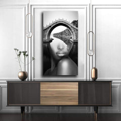 Tablou canvas dubla expunere fata pod BRIDGE WOMAN