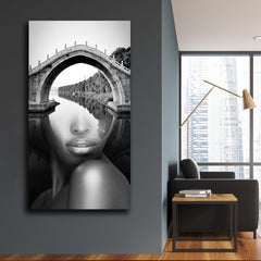 Tablou canvas dubla expunere fata pod BRIDGE WOMAN