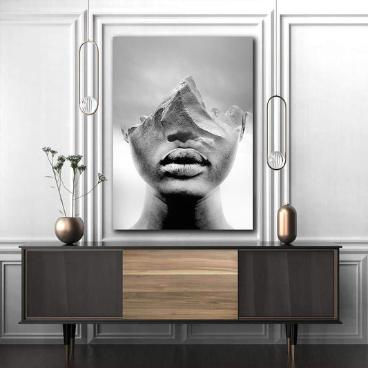 Tablou canvas dubla expunere varf de munte portret abstract modern MOUNTAIN WOMAN