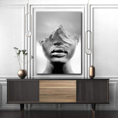 Tablou canvas dubla expunere varf de munte portret abstract modern MOUNTAIN WOMAN