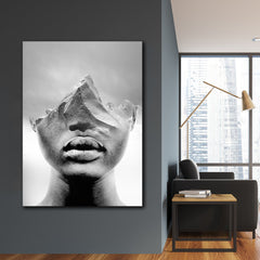 Tablou canvas dubla expunere varf de munte portret abstract modern MOUNTAIN WOMAN