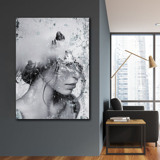 Tablou canvas portret expunere dubla munte abstract modern MIND MEDITATION