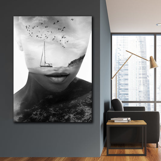 Tablou canvas expunere dubla portret femeie abstract modern SKIP CLOSER