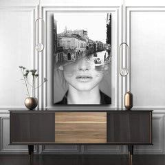 Tablou portret canvas dubla expunere venetia RIVER CITY WOMAN
