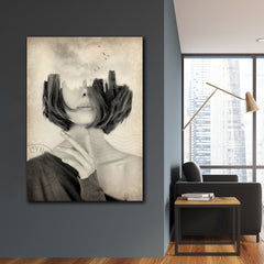 Tablou canvas dubla expunere portret visator POSTCARD WOMAN