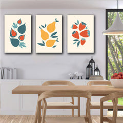 Set 3 tablouri canvas bucatarie minimaliste fructe 3