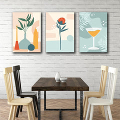 set 3 tablouri canvas bucatarie minimaliste cocktail