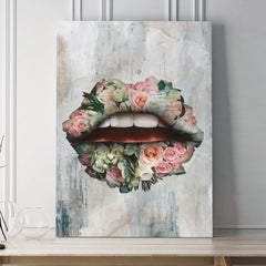 Tablou Canvas living abstract modern buze flori Design interior colorat Decoratiuni casa dormitor panza canvas rama de lemn - Flower Lips