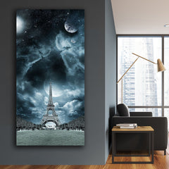 Tablou canvas peisaj nori negrii turnul eiffel ABSTRACT DARK EIFFEL TOWER