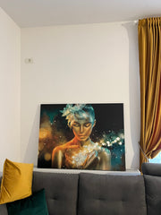 Tablou canvas machiaj colorat neon Golden Makeup