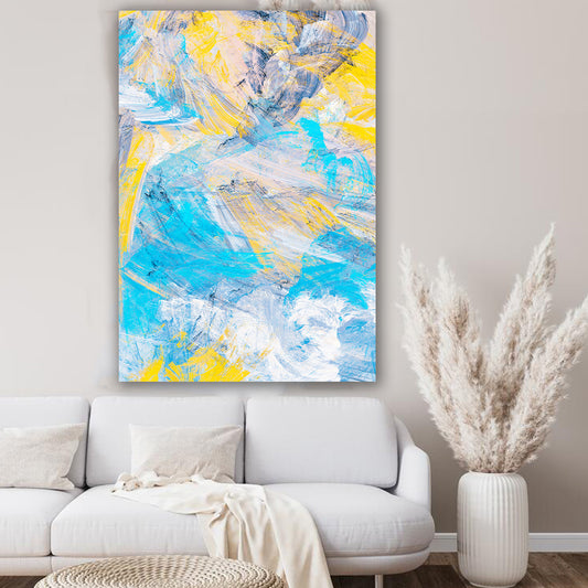 Tablou abstract galben albastru MODEL 25