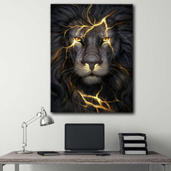 Tablou canvas leu auriu FIRE LION