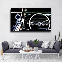 Tablou canvas masini retro OLD MUSTANG STEERING WHEEL