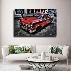 Tablou canvas masini clasice OLD RED CHEVY
