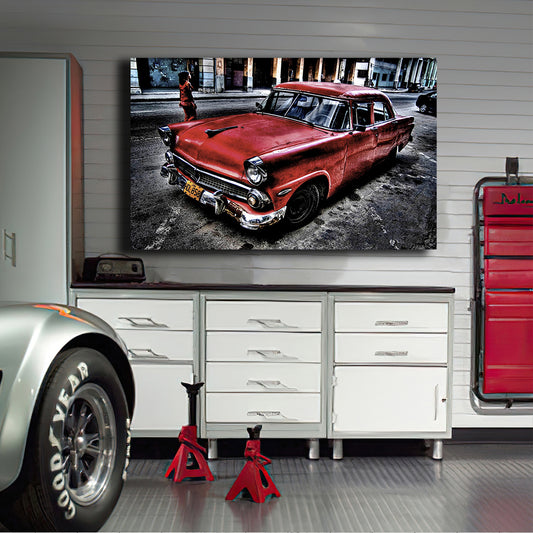 Tablou canvas masini clasice OLD RED CHEVY