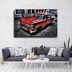 Tablou canvas masini clasice OLD RED CHEVY