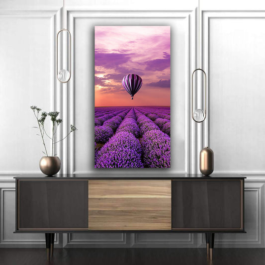Tablou canvas peisaj camp lavanda balon aer cald HOT AIR BALLOON LAVENDER FIELD