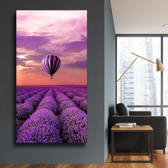 Tablou canvas peisaj camp lavanda balon aer cald HOT AIR BALLOON LAVENDER FIELD