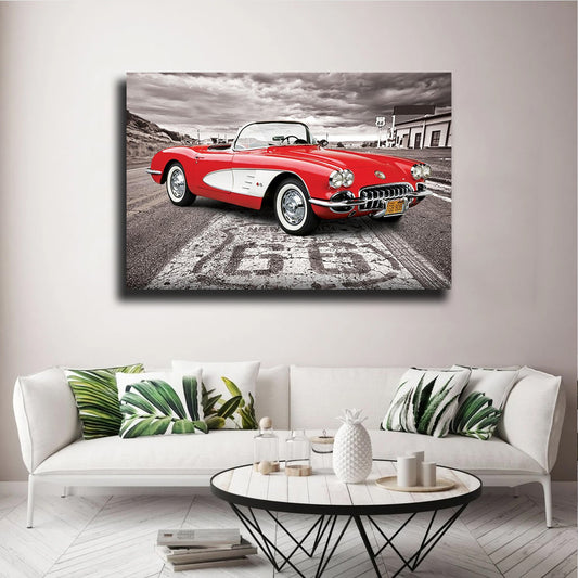 Tablou canvas american car RED CORVETTE
