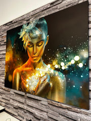 Tablou canvas machiaj colorat neon Golden Makeup