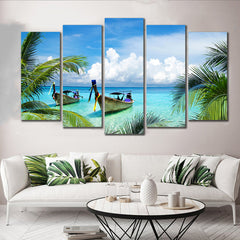 Tablou multicanvas barci si mare THAILANDA BOAT