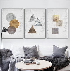 Set tablouri canvas industrial forme geometrice ABSTRACT GEOMETRICAL ELEMENTS 3*90x120