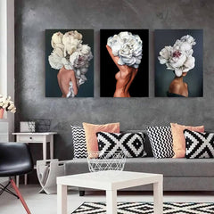 Set tablouri canvas femei inflorate GRACEFUL WOMAN