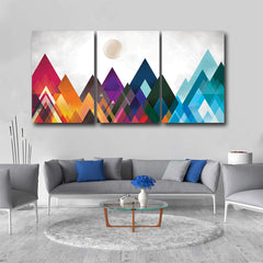 Tablou multicanvas geometric munti SPECTRUM MOUNTAIN 3*45x60