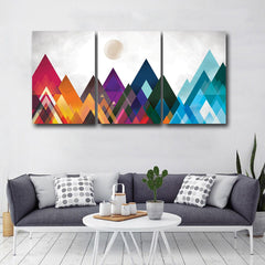 Tablou multicanvas geometric munti SPECTRUM MOUNTAIN 3*45x60