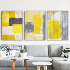 Tablouri canvas galben gri MODERN ABSTRACT WALL ART
