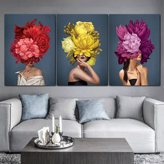 Set tablouri canvas hidden lady BOUQUET WOMAN