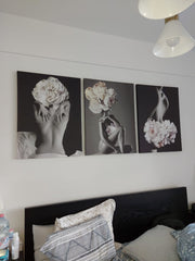 Set tablouri canvas fata cu bujori ABSTRACT FLOWER WOMAN