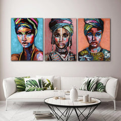 Set tablouri canvas arta africana COLORFUL ART AFRICAN MUSE
