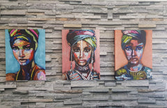 Set tablouri canvas arta africana COLORFUL ART AFRICAN MUSE