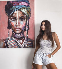 Tablou canvas afro portret abstract modern colorful AFRICAN ART WOMAN MUSE FAYOLA