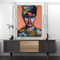 Tablou canvas afro portret abstract modern colorful AFRICAN ART WOMAN MUSE FATIMA