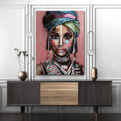 Tablou canvas afro portret abstract modern colorful AFRICAN ART WOMAN MUSE FAYOLA