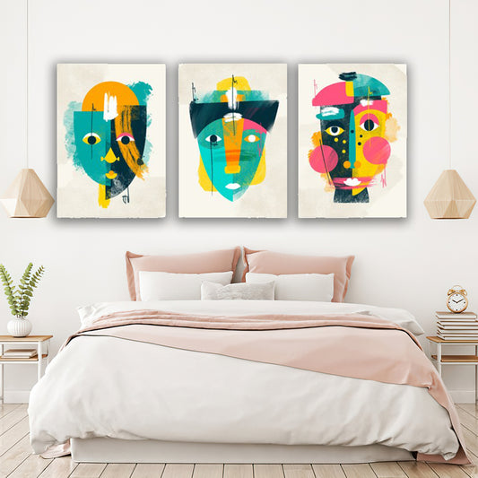 Set tablouri abstracte minimaliste design interior modern culori vii decoratiuni living sau dormitor masca venetiana MODEL 7