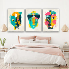 Set tablouri abstracte minimaliste design interior modern culori vii decoratiuni living sau dormitor masca venetiana MODEL 7