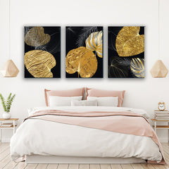 Set 3 tablouri canvas moderne flori si frunze MODEL 47