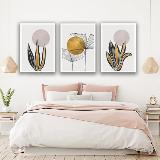 Set tablouri abstract minimalist canvas natura culori calde auriu si negru decoratiuni casa design interior living modern MODEL 31