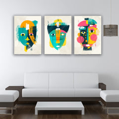 Set tablouri abstracte minimaliste design interior modern culori vii decoratiuni living sau dormitor masca venetiana MODEL 7