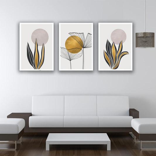 Set tablouri abstract minimalist canvas natura culori calde auriu si negru decoratiuni casa design interior living modern MODEL 31