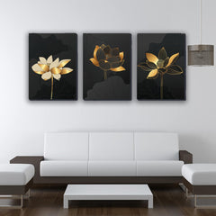 Set 3 tablouri canvas flori moderne intaglio minimaliste MODEL 45