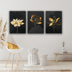 Set 3 tablouri canvas flori moderne intaglio minimaliste MODEL 45