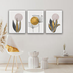 Set tablouri abstract minimalist canvas natura culori calde auriu si negru decoratiuni casa design interior living modern MODEL 31