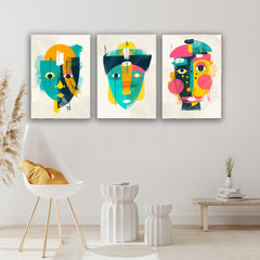 Set tablouri abstracte minimaliste design interior modern culori vii decoratiuni living sau dormitor masca venetiana MODEL 7